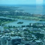 Der Ausblick in Richtung St. Kilda. Davor ist noch der botanische Karten.