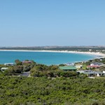 Die Bucht von Beachport mit dem türkiesblauen Wasser.