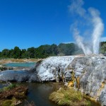 Der Pohutu Geysir und Umgebung