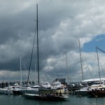 Eine Yacht aus den Zeiten des America Cups in Aukland.